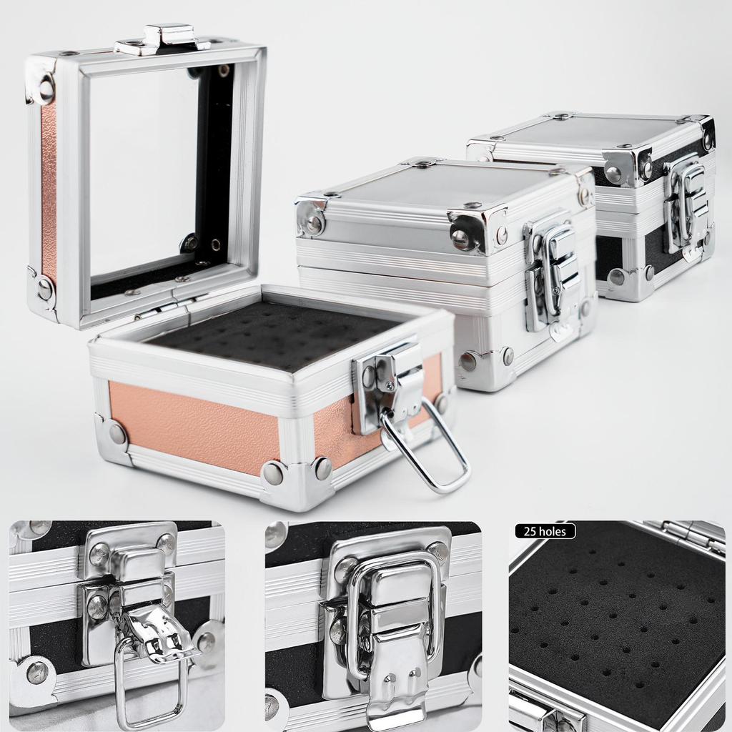 Nail Art High-End 25-Hole Grinding Head Organizer with Portable Aluminum Box