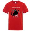T-Shirt mit Schrödinger-Motiv (eine tote schwarze Katze), Oversize-Schnitt, weiches Kurzarm-Street-Top, modische Baumwolle, hohe Qualität