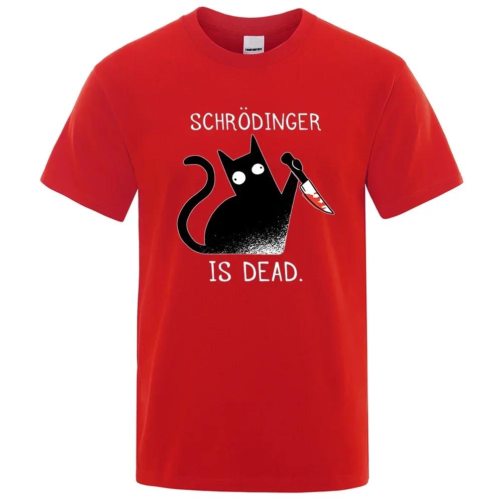 T-Shirt mit Schrödinger-Motiv (eine tote schwarze Katze), Oversize-Schnitt, weiches Kurzarm-Street-Top, modische Baumwolle, hohe Qualität