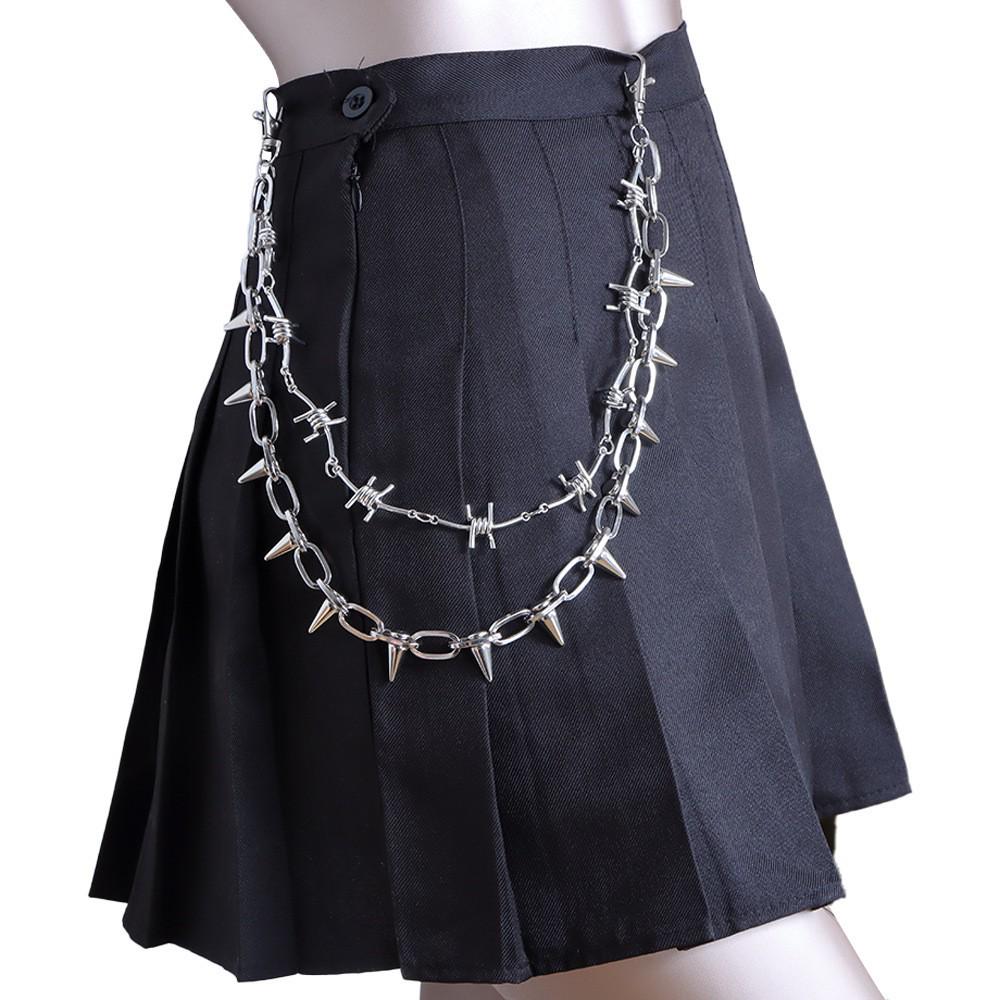 Chaîne de taille multicouche Hip Hop Punk Métal Rivet Bijou pour Performance Scénique