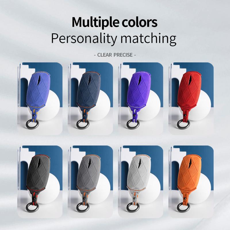 Car Key Case Cover Holder Key Buckle Alcantara Suede For For Genesis Gv60 Gv90 G90 Keychain Accessories