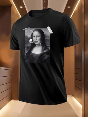 Mona Lisa Druck T-Shirt - Leichtes atmungsaktives Polyester