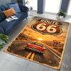 Route 66 vintage sign sunset convertible Print Carpet for Living Room Bedroom Sofa Home Decor Rus Non-slip Floor Mat Luxury Gift