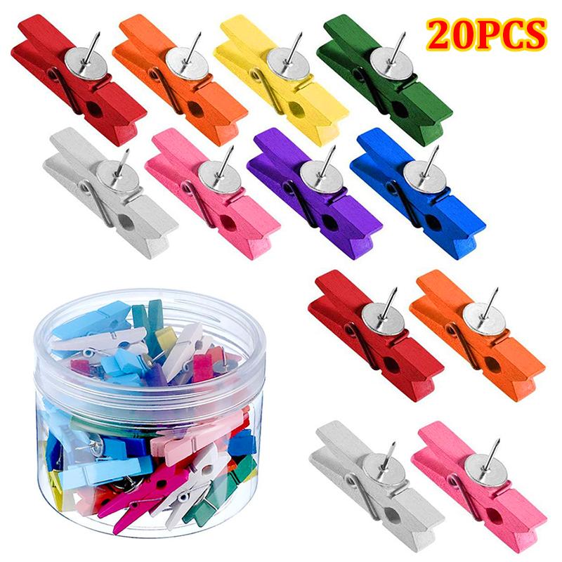Xiaomi 50Pcs/20PCS Wooden Clips Push Pins Tacks Decorative Photo Clips Supplies Office School Stationery Binder