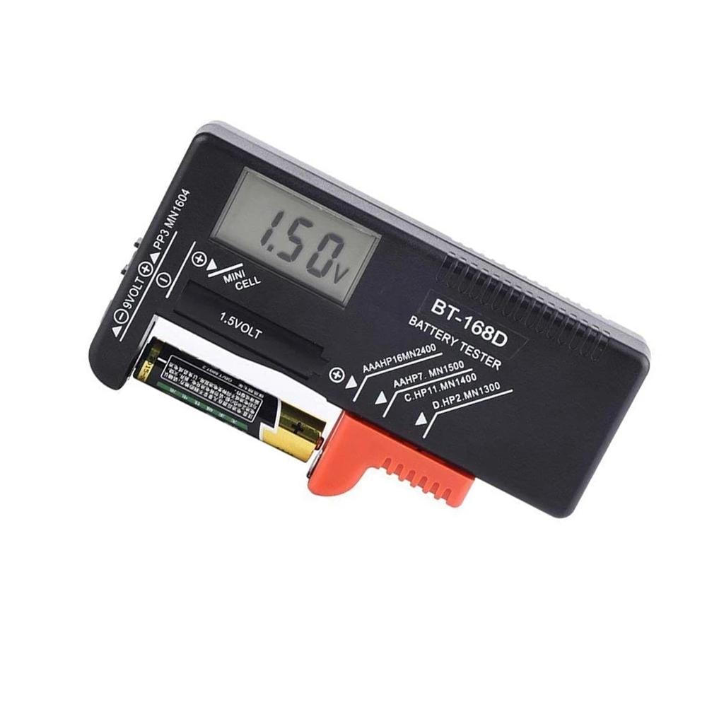 1Pcs BT-168 Digital Battery Tester LCD Display Voltage Meter AA/AAA/C/D/9V/1.5V Button Cell Battery Capacity Check Detector