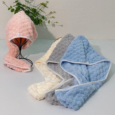 Lovely Cloud Coral Velvet Dry Hair Cap Absorbent Quick Dry Soft Breathable Women's Wipe Shower Cap