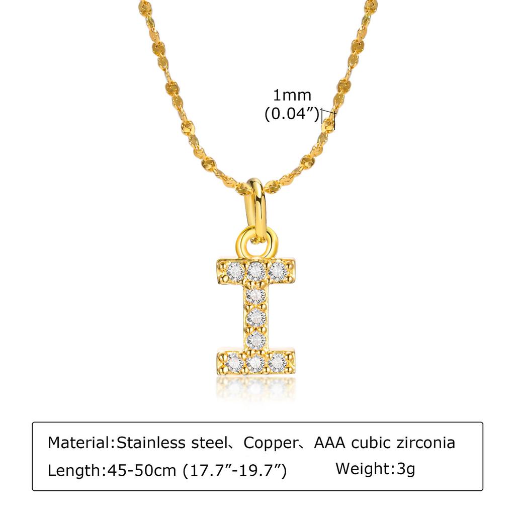 A-Z Initial 26 Letters AAA Cubic Zirconia Pendants Necklace For Women, Stainless Steel Dainty Charm Necklaces Fashion Jewelry