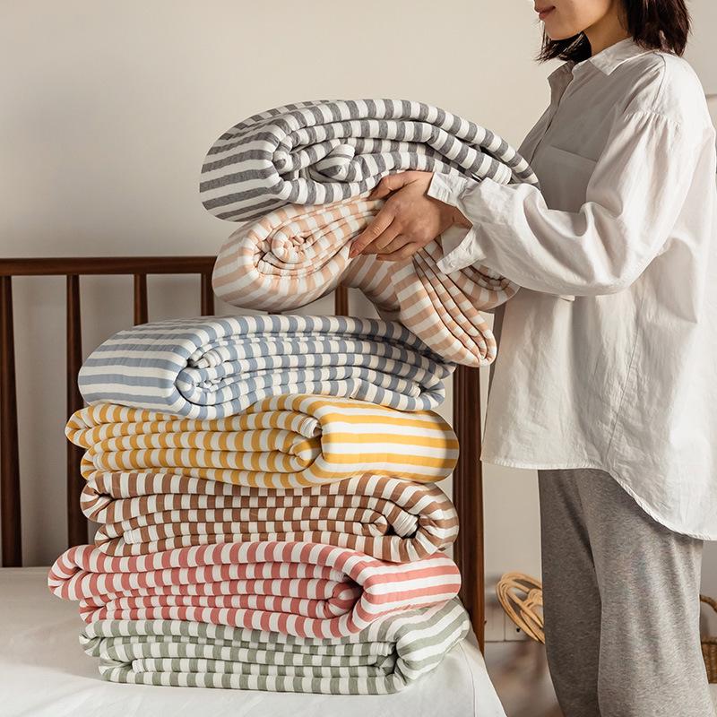 Muji Japanese Striped Pure Cotton Summer Quilt - Cool & Comfortable Blanket