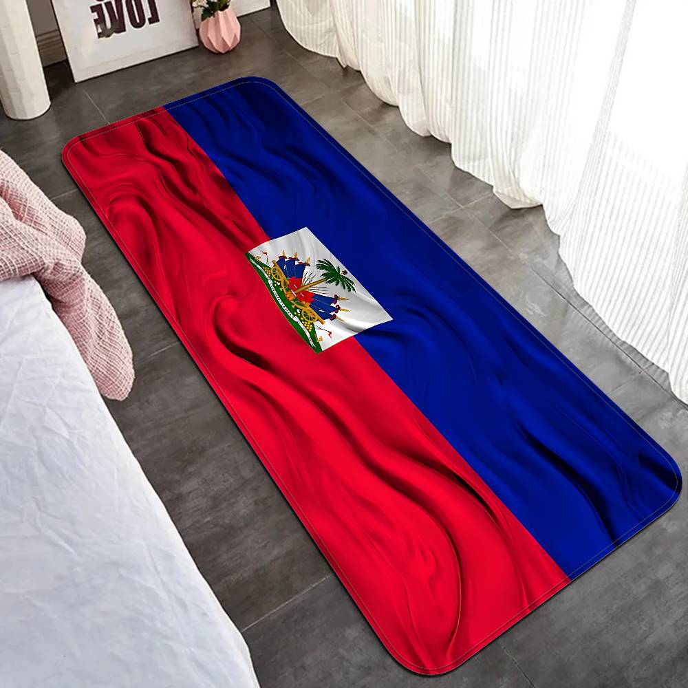 Vintage Haiti Haitian Flag Hallway Carpet Non-Slip Laundry Room Mat Laundry Decor Balcony Child Living Room Toilet Rug