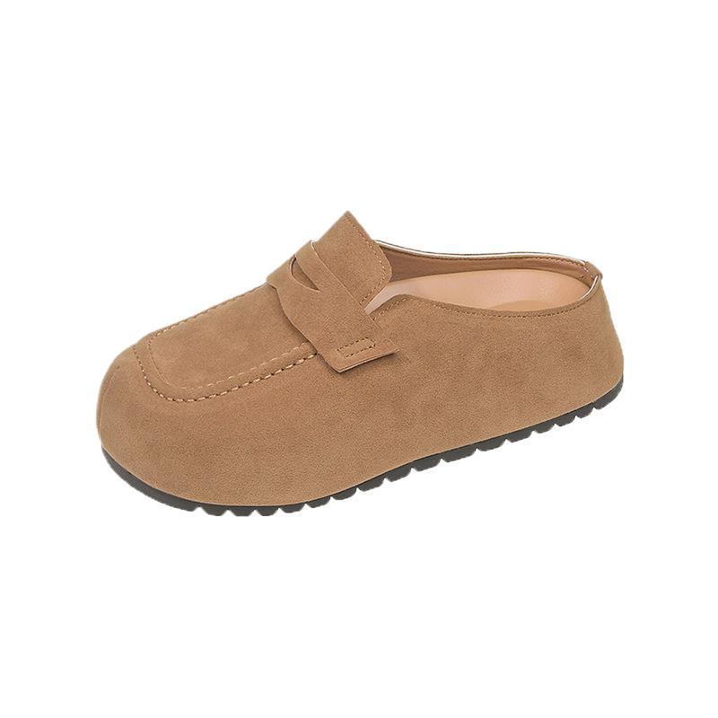 Frühling Plateau Schuhe Damen 2025 neu Frühling und Herbst Ein-Pedal Lazy Schuhe Retro vielseitig lässig Bag Head Halbschuhe