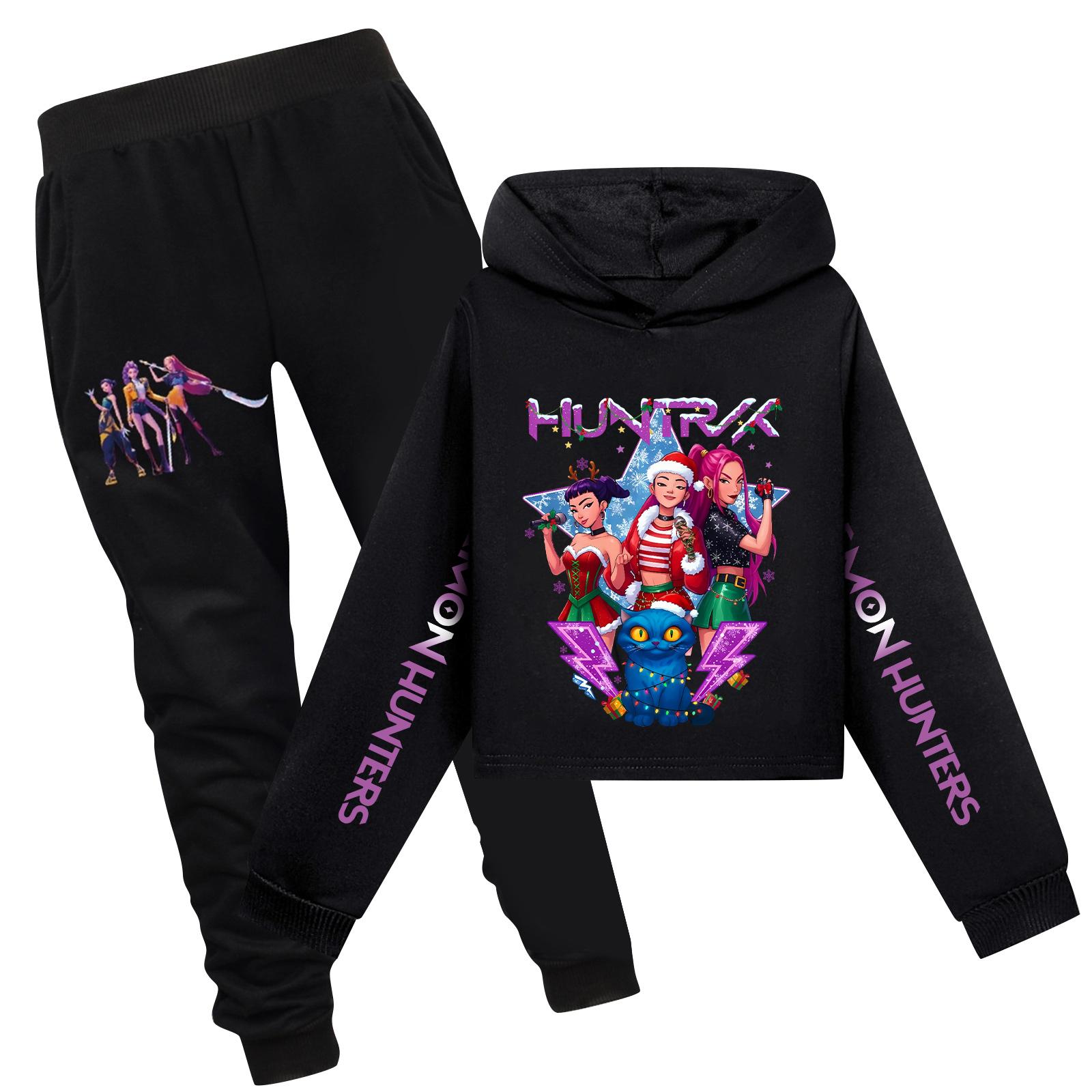 

Children s Hooded Top And Pants Two-piece Tracksuit Set Long-sleeved Printed Sweatshirt Set 150