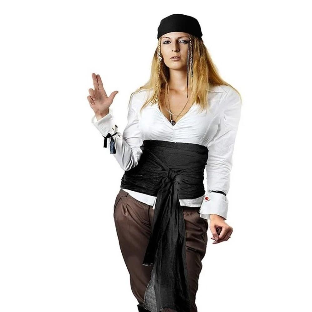 Solid Color Pirate Headband Waist Belt Head Wrap Cosplay Costume Retro Halloween Scarf Belt  Men