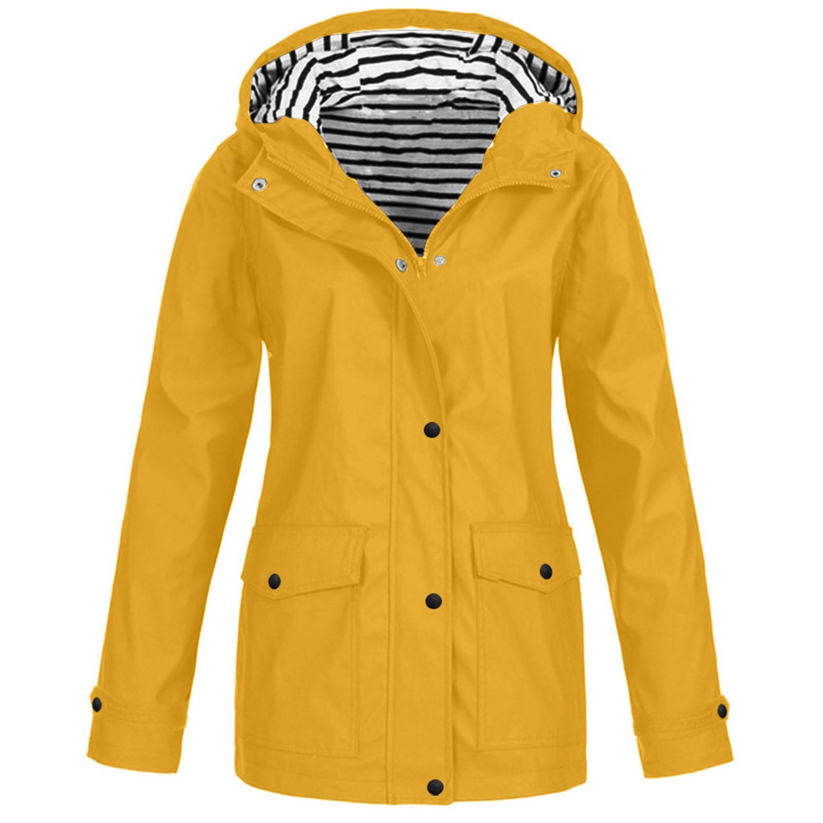 

Women Rain Jacket Outdoor Plus Size Hooded Raincoat Windproof XXXXL оранжевый