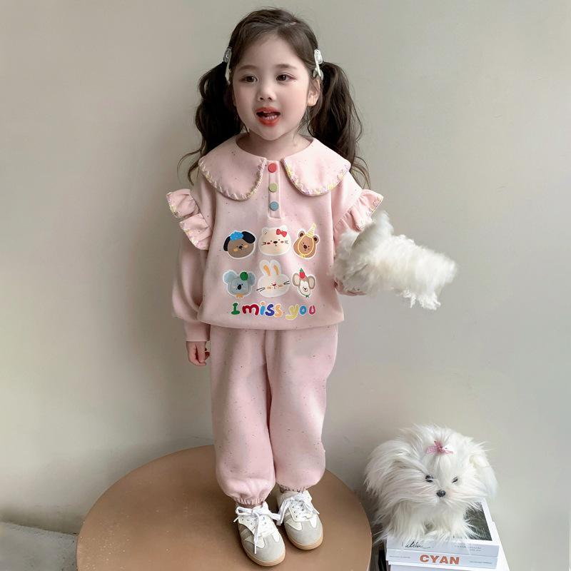 Meng Tang Tang 2026 Детский мультяшный кружевной худи Весенний комплект 100 cm