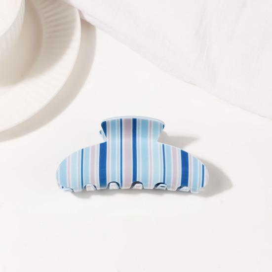 Hair Claw Colorful Striped Design Back Head Hair Clip Anti-slip Teeth Strong Grip Shower Hair Clamp Versatile Use Hair Accessory