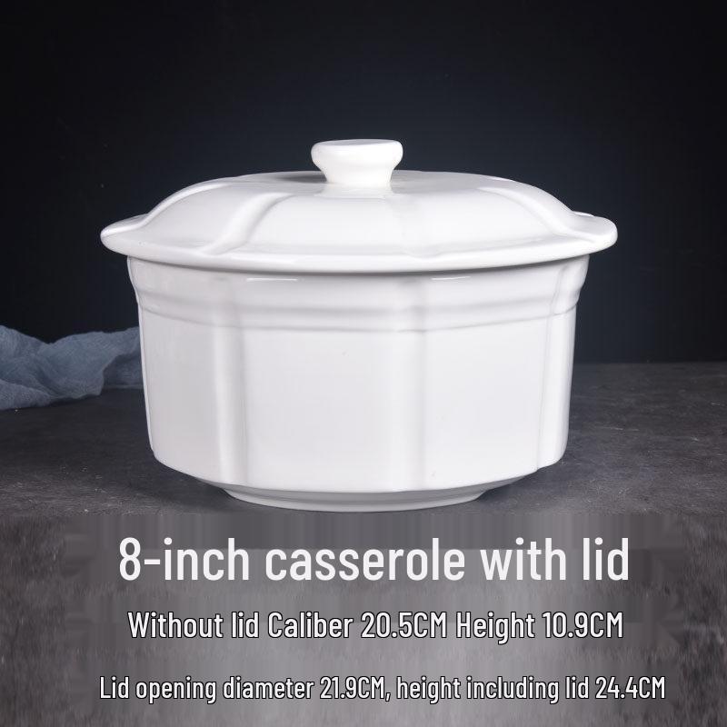 Pure White Ceramic Stew Pot with Lid - Large Double Boiler for Soups, Bird's Nest, Sugar Water, and Steamed Egg Dishes