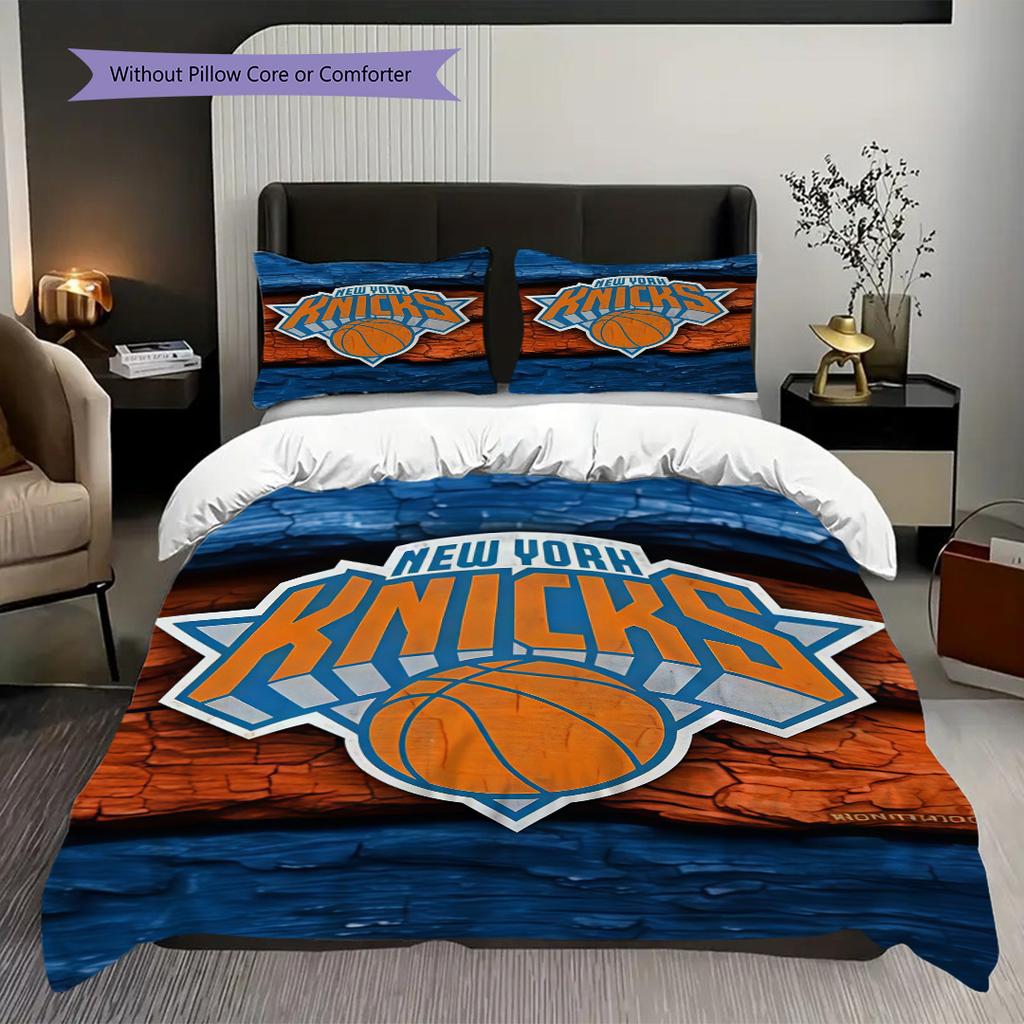 Set da tre pezzi con spirito da basket dei New York Knicks(1 * copripiumino + 2 * federa, senza nucleo)Set biancheria da letto Morbido e confortevole