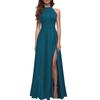 Women Summer High Slit Maxi Dress Halter Sleeveless Long Dress