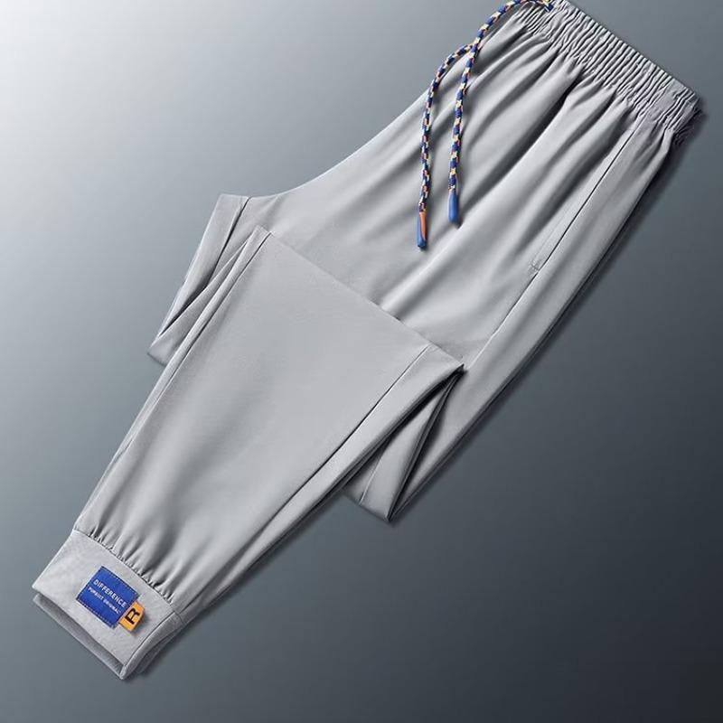 

Ice Pants Men s Summer New Thin Large Size Casual Sweatpants Fashion Trend Nine-point Pants M светло-серый