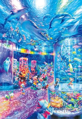 Tenyo 1000 Parça Parlayan Parçalı Yapboz Disney Gece Akvaryumu Yapıştırıcı ve spatula ile birlikte gelir Servis kartı dahildir [Japon Malı] (51x73,5 cm)