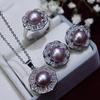 Women's 8-9mm High Luster Freshwater Pearl Necklace Set with 18K Zirconia Micro-Pave, Niche Design.