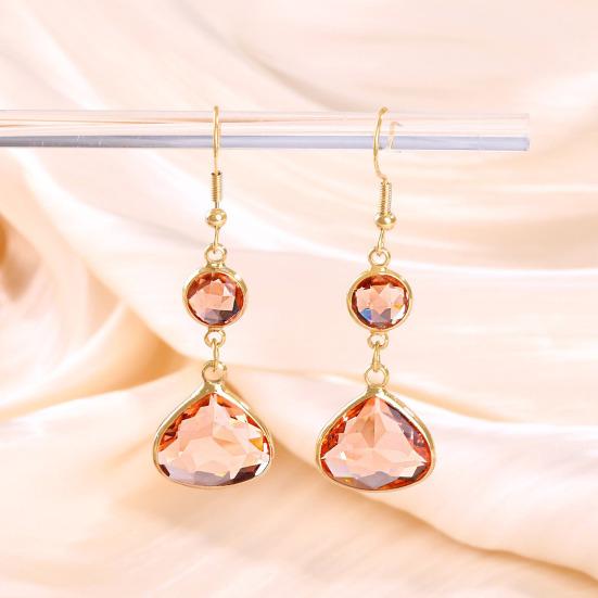 1 Paar Damenohrringe Leichte Handgefertigte Wassertropfenohrringe mit Blau-Rosa Kunstkristallen Schmuckgeschenk