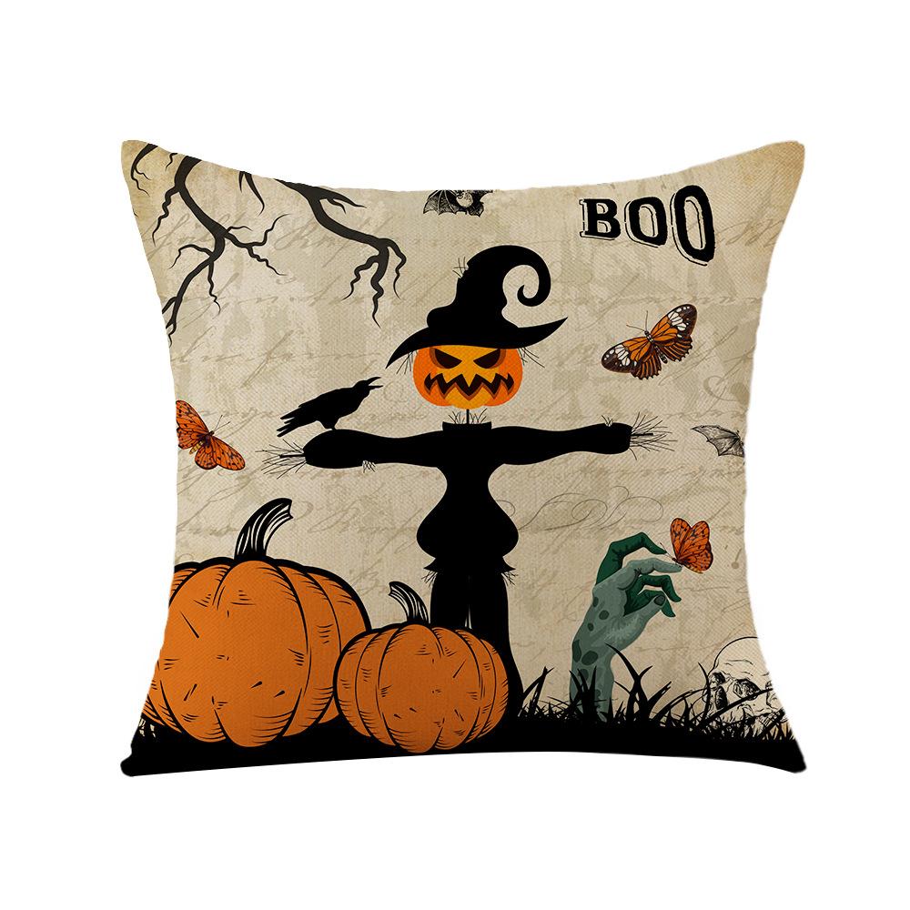

Halloween Pillow Case Spoof Pumpkin Living Room Sofa Cushion Cover Bedroom Bedside Pillow Polyester 45 * 45Cm (without pillow core)
