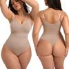 Seamless Shapewear Bodysuit Tummy Control Butt Lifting Plus Size Sling Thong Bodyshaper