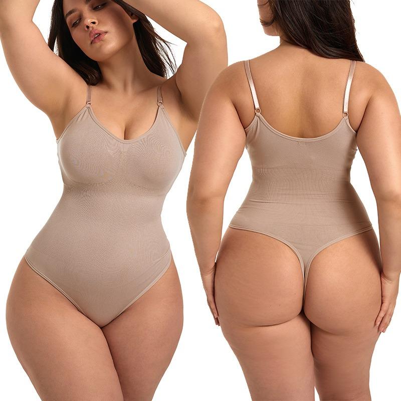 Seamless Shapewear Bodysuit Tummy Control Butt Lifting Plus Size Sling Thong Bodyshaper
