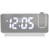 Projection Digital Alarm Clock for Bedrooms USB Rechargeable White Light Snooze Function Adjustable Brightness LED Mirror Digital Alarm Clock (White
