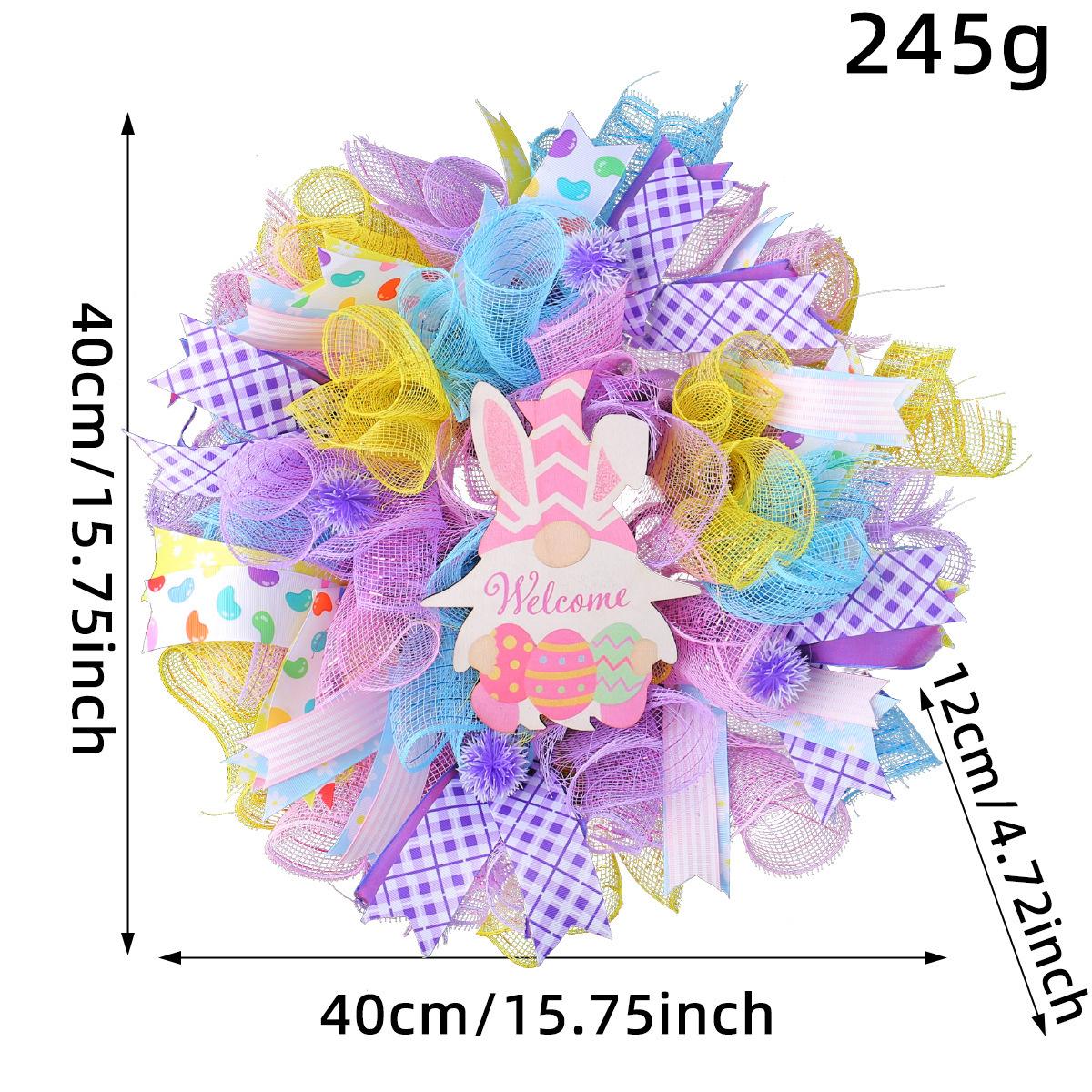 

Пасхальный карликовый кролик деревянный венок для подвешивания на дверь праздничный семейный декор из сетки и ротанга реквизит подвеска U1-27 Easter Wood Gnome Mesh Wreath