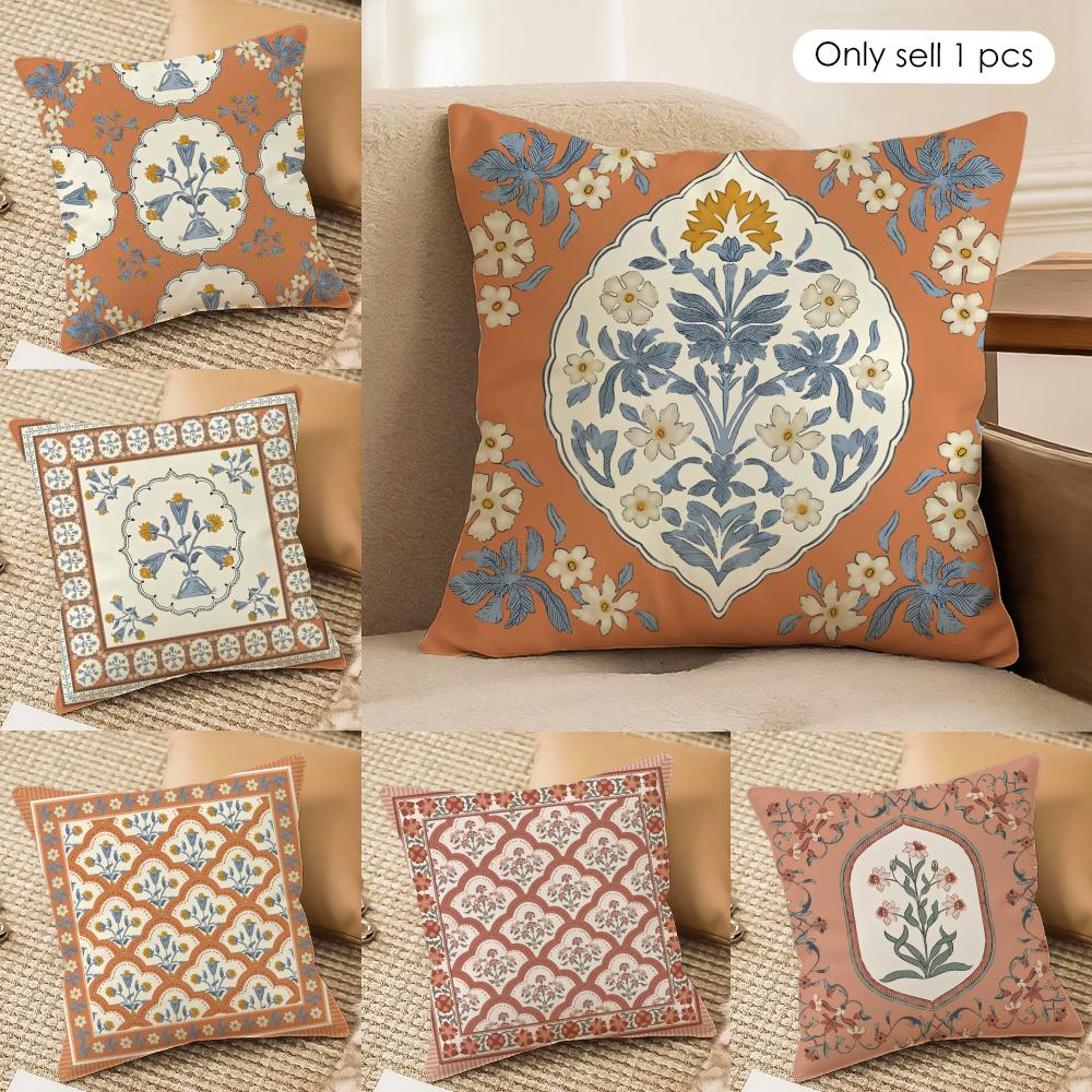 Retro Roman Pattern Cushion Cover Soft Plush Fabric DoubleSided Printed Cushion Covers for All Seasons Modern Home Decor