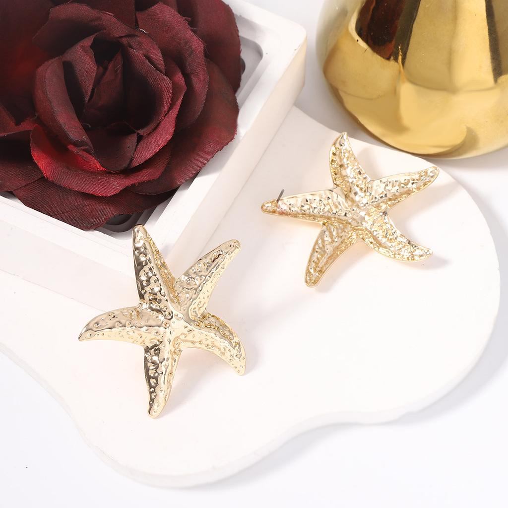 European and American Summer New Beach Vacation Style Personalized Creative Starfish Earrings, Trendy Fashion Commuter Earrings