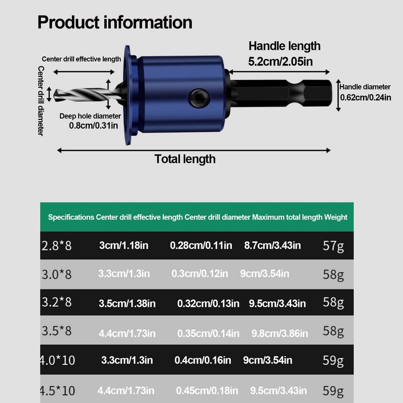 10mm Shank Drill Bit Core Limiter Countersink Drills Router Bit Woodworking Tool With Hexagon Wrench Woodworking Tools