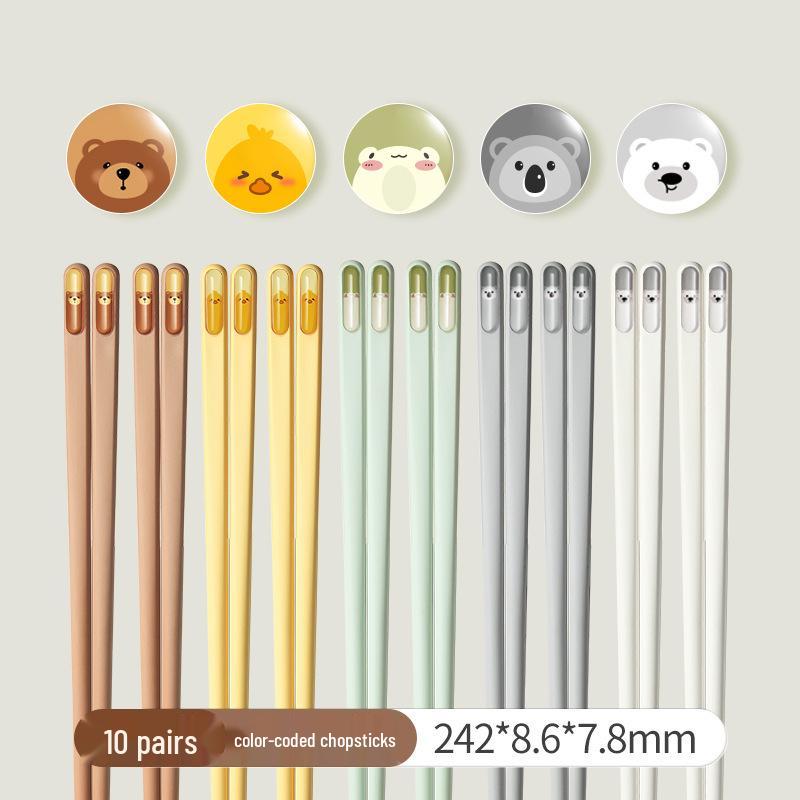 Cartoon Antibacterial Non-slip High-Temperature Resistant Alloy Chopsticks - Mildew Proof, High-End Design for One Person.