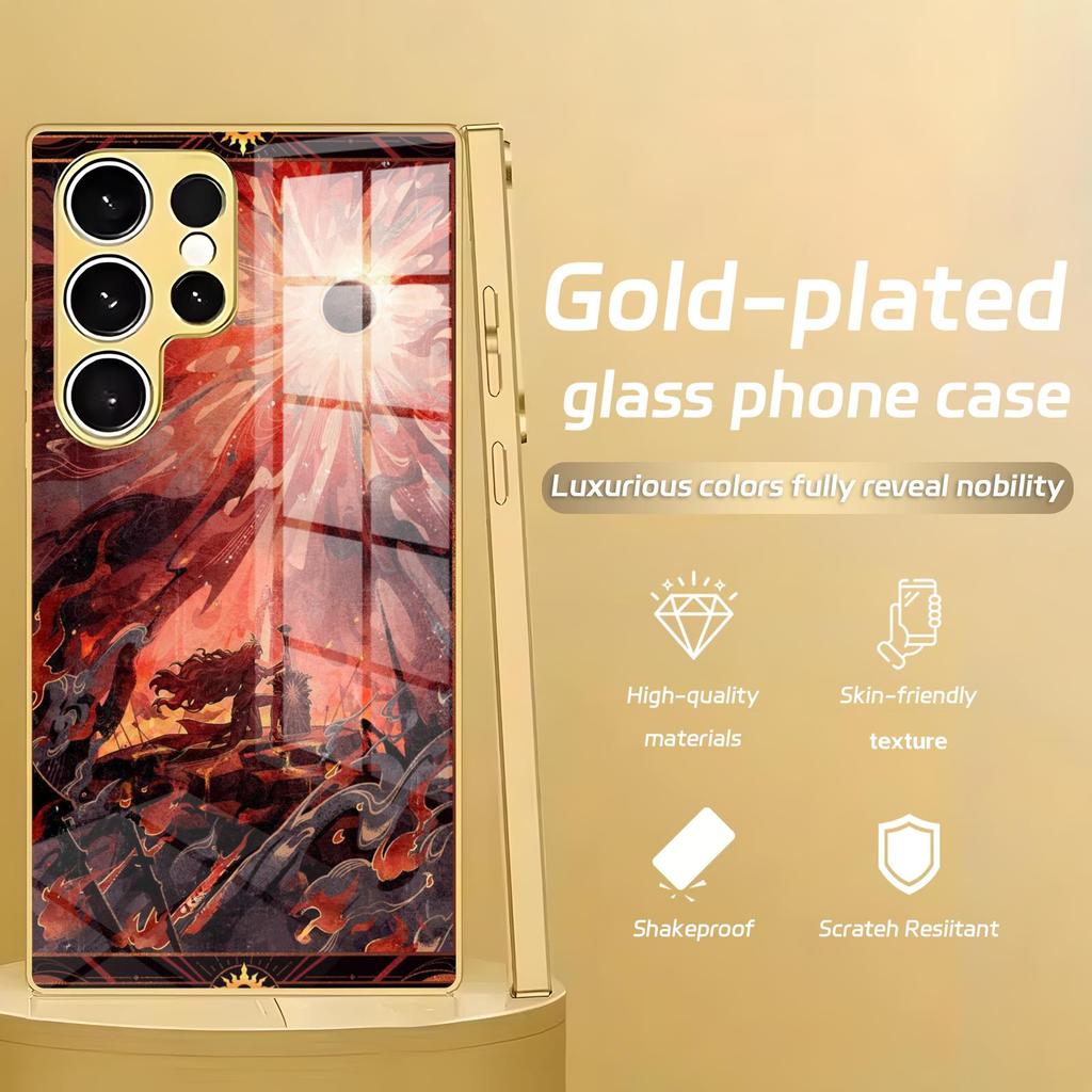 Phone Case For Samsung S26 S25 S24 S23 S22 S21 Plus Ultra Note20 Electroplated glass Phone Case Wuthering Waves AUGUSTA