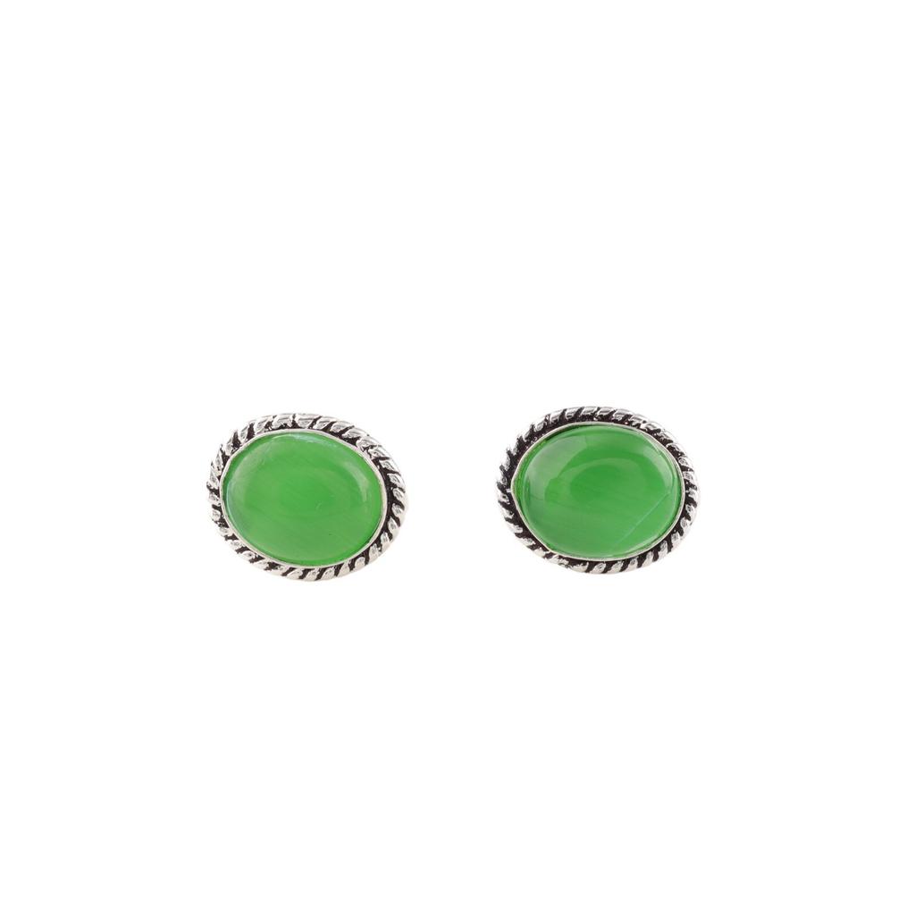 Green Cat's Eye Gemstone 925 Sterling Silver Cufflinks Groom & Groomsmen Gift CL-1-22