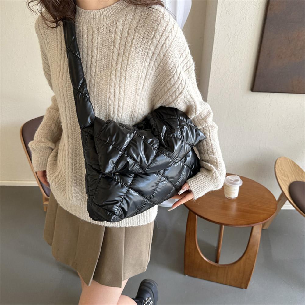 Puffer Tote Bag for Women Fashion Quilted Shoulder Bag 2025 Winter Down Cotton Padded Crossbody Bag Nylon Padding Handbags Purse
