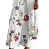 Maxi Dress Feather Printed Lace Sling Ladies Loose-fitting A-Line Long Dress Streetwear
