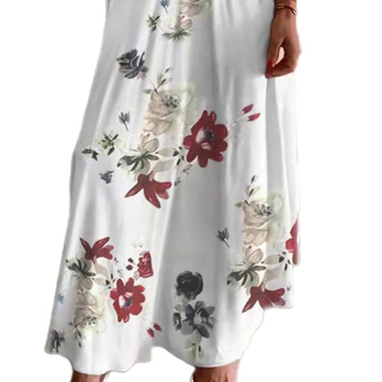 Maxi Dress Feather Printed Lace Sling Ladies Loose-fitting A-Line Long Dress Streetwear
