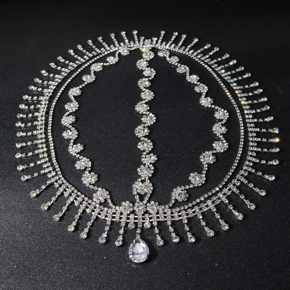 Full diamond tassel headband, hair chain, luxurious rhinestone hat, stage performance accessories for women серебряный