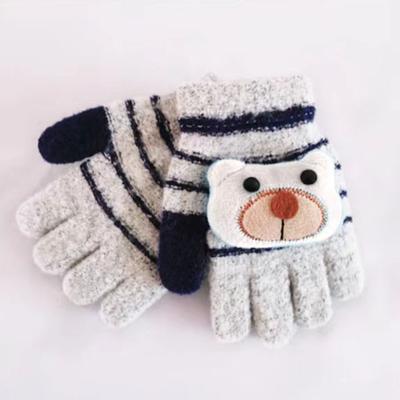 Children's Winter Knitted Full Finger Gloves Baby Warm Cartoon Woolen Gloves Male and Female Students Writing Gloves