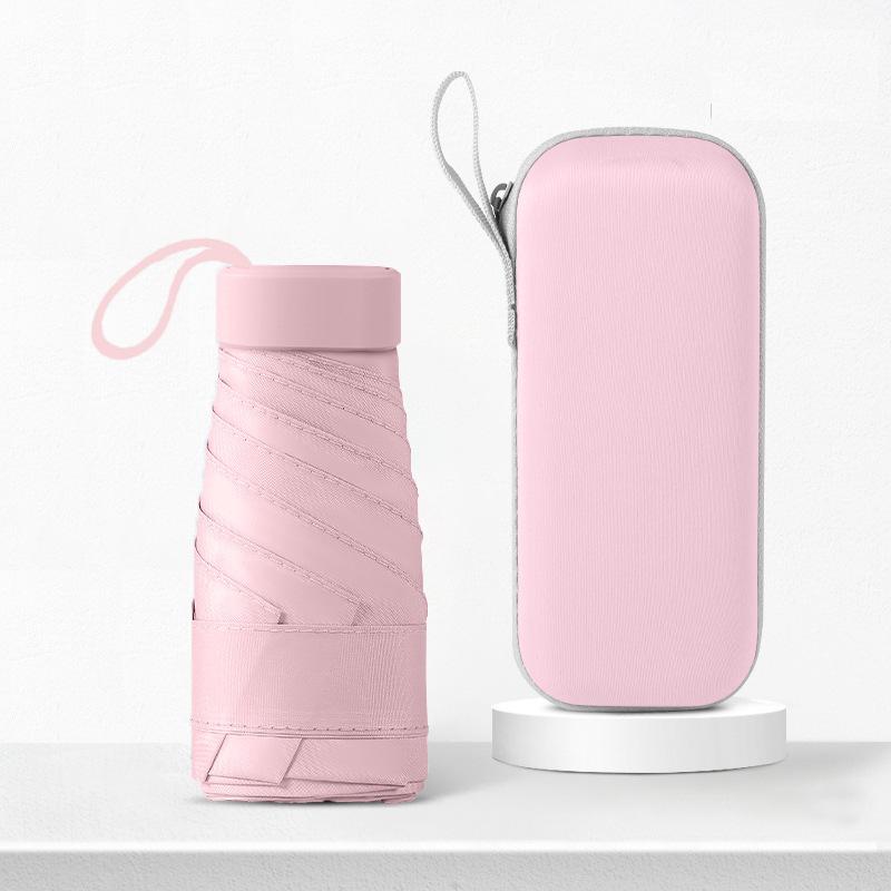 Mini Umbrella Capsule Umbrella Rain and Sun Protection Outdoor Travel Portable Sunshade Umbrella with Storage Box Zwq