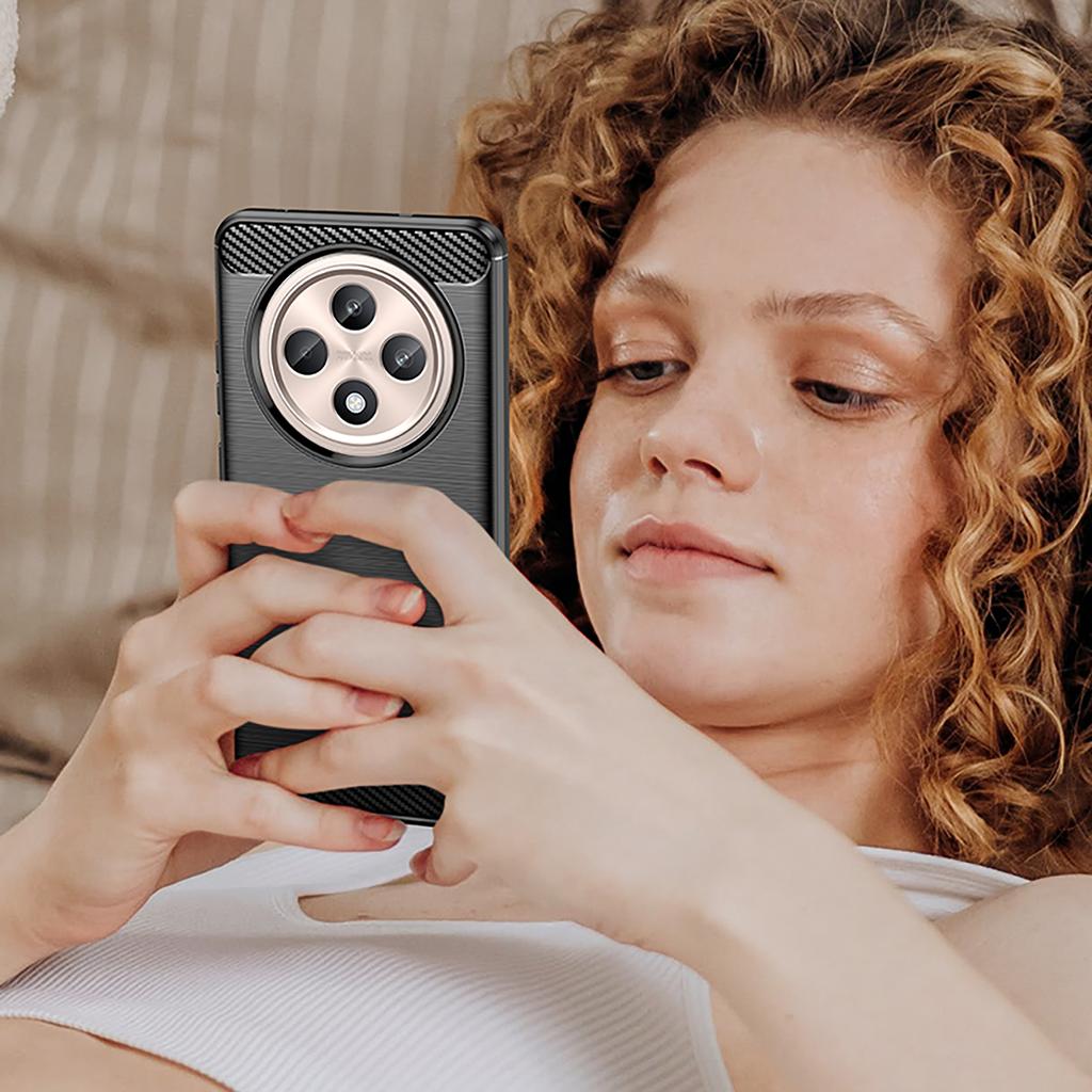 For Oppo Reno12 F 4G/Reno12 F 5G Case Carbon Fiber Texture TPU Brushed Phone Cover