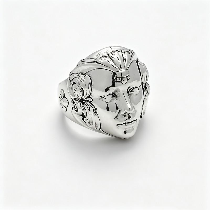 Vintage Human Face Ring Men Adjustable Open Band Gothic Style Retro Copper Jewelry Boyfriend Gift