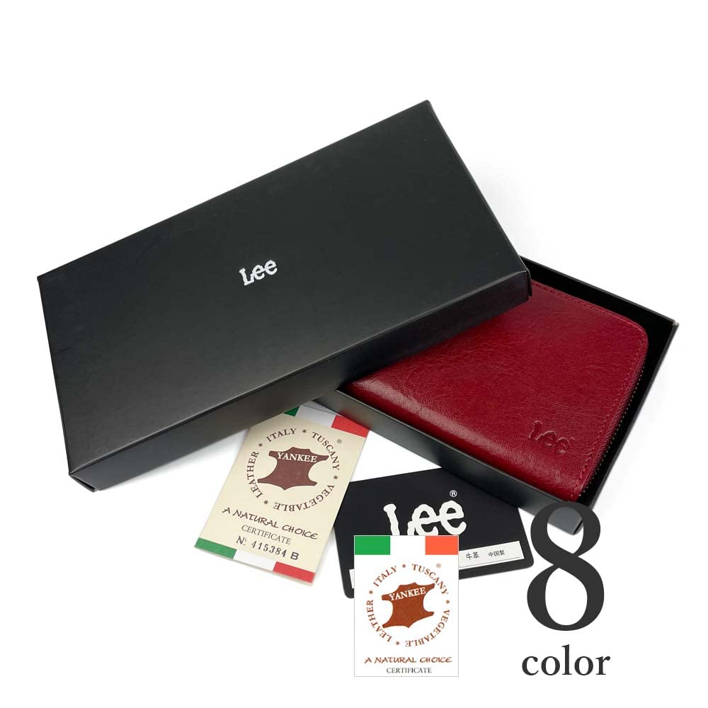Lee Colors Premium Italian Leather Round Zipper Long Wallet [8 Available] (0520232a) (Red)