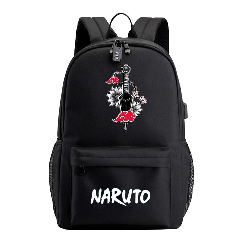 Anime Naruto Stöldskyddsryggsäck för tonårsflicka pojke tillbaka till skolanväska laptopväska bokväska män kvinnor fritidsreseväska