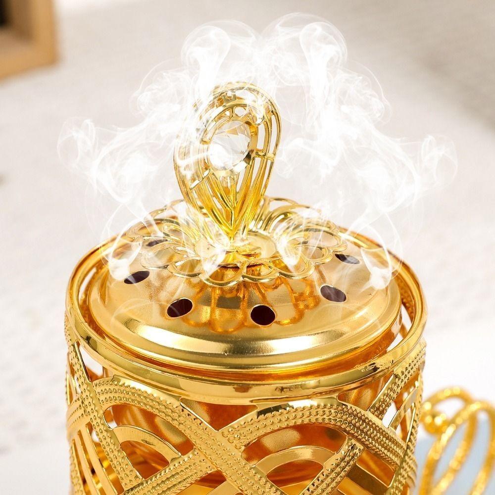 Traditional Middle Eastern Arabic Incense Stove Handheld Metal Incense Stove Gold Aromatherapy Furnace