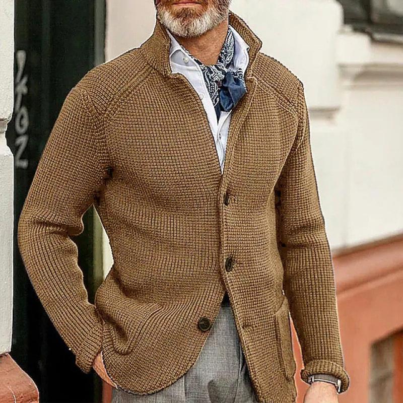 Spring and Autumn Fashion New Arrival Men's Casual Long Sleeve Solid Color Knit Jacket