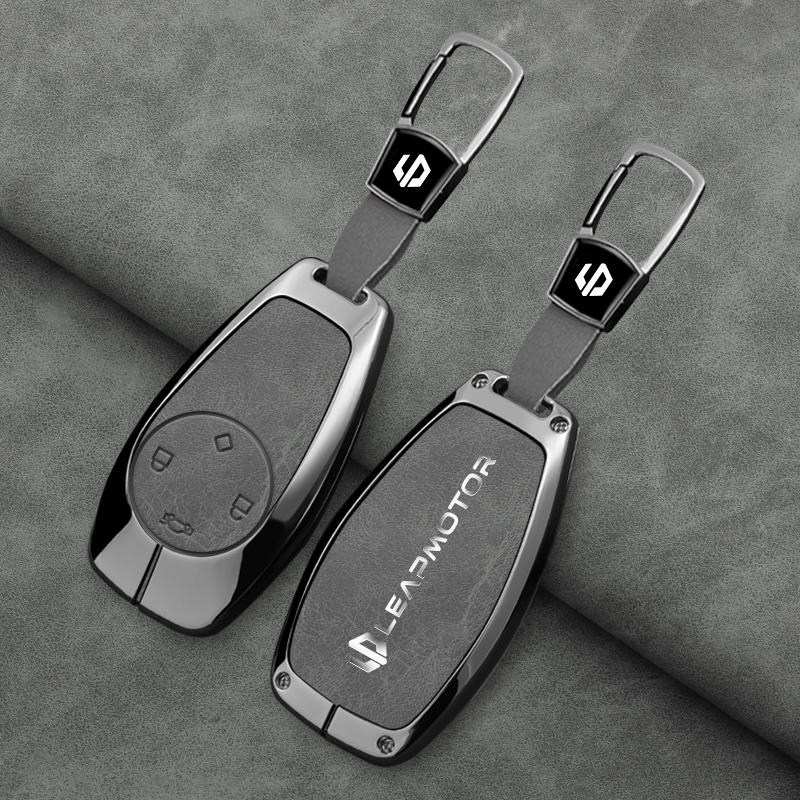 Zinc Alloy Leather Car Key Case Leapmotor C01 B10 T03 S01 C16 C11 C10 Protective Case Key Fob Car Smart Remote Key Case